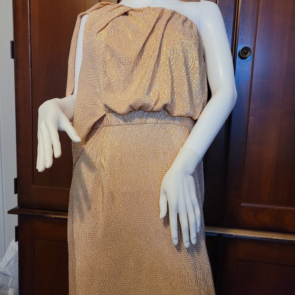 Metallic one shoulder dress